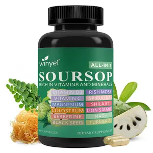 Herbal Botanical Supplement with Soursop, Mushroom & Plant Extract Blend, Vegan Capsules, 60 Count