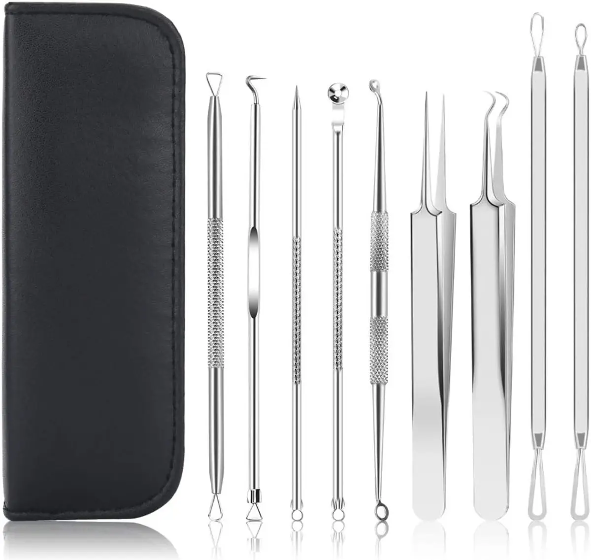 Pimple Popper Tool Kit, UUBAAR 9 PCS Blackhead Remover Tools with Tweezers, 16-Heads Professional Acne Zit Pimple Popper Extraction Tools, Whitehead Comedone Extractor Kit for Facial Nose Skincare Comfort