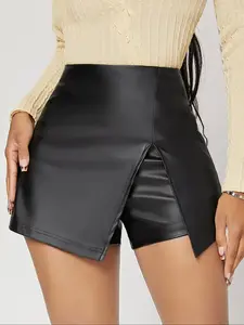 Women's Casual Split Thigh Shorts, European Style Slimming Design, Daily Wear Comfortable Fashion Pants for Women