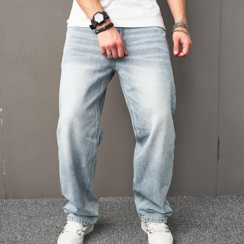 Baggy Jeans Men Multiple Pockets Distressed Straight Carpenter Stylish Comfortable Cargo Denim Pants Menswear Underwear Plain Casual Beige 113 Baggy Pants Skinny Jeans