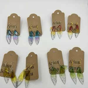 Arias Suns Fairy Wing Earrings - Colorful Wing Designs on Kraft Tags