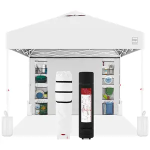 Best Choice Products 10x10ft Easy Setup Pop Up Canopy, Portable Tent w/ Side Wall, 1-Button Push, Case
