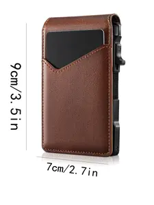 Men's Metal Wallet Rfid Carbon Fiber Credit Card Holder, Aluminum Frame Ultra-Fiber Exterior, Quick Release Slot Design, Multi-Function Fashion Style