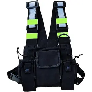 Outdoor Multi-Functional Chest Bag, Universal Hip Hop Tactical Vest Backpack.Universal Radio Harness Chest Rig Bag Pocket Pack Holster Vest Fluorescent Green for Two Way Radio,Radio Chest Harness Vest Rig