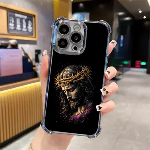 Creative Jesus Pattern Phone case for iPhone 17 Pro Max 16 Plus 15 14 13 12 Full Body Protection Shockproof Soft Silicone Cover 280