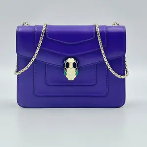 Pre-owned Bvlgari Leather Shoulder Bags Calfskin Serpenti Forever Shoulder Bag Purple