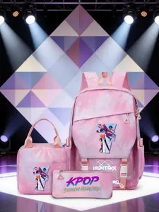K-Pop Demon Hunter Backpack Set with Lunch Bag + Pencil Case, Cute Mermaid Scales Girl Schoolbag, Lightweight Travel Laptop Backpack