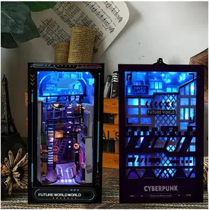 Cyberpunk Book Nook Kit: DIY Cyberworld Bookshelf Insert with LED