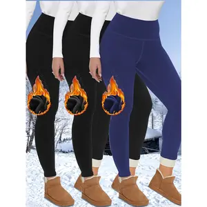 Plus Size 3-Piece Sports Leggings, Long Thickened Fleece Leggings, High Stretch Running Jacket Pants. Hip Raise High Waist Belly Shaping Yoga Pants, Fitness Running