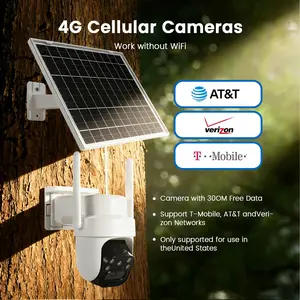No Wifi Camera, 24 hours Continuous Recording AOV Solar Security Cameras Wireless Outdoor, 4G LTE 2K Outdoor Camera for Home Security,360 Auto Tracking Full Color Night Vision,Powered by Solar Panel