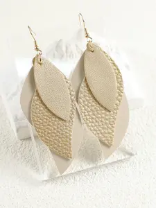 Boho Style Summer Multi-Layer PU Grid Layered Earrings, Women's PU Leather Earrings, Trendy Jewelry, Lightweight Durable Eco-Friendly Material