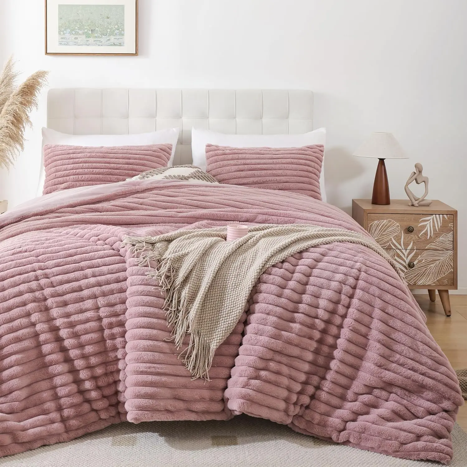 Fluffy King Size Comforter 3 - Old Pink Fluffy Comforter King Size, Fuzzy King, King Size, Heavy King with 2 Pillow Cases