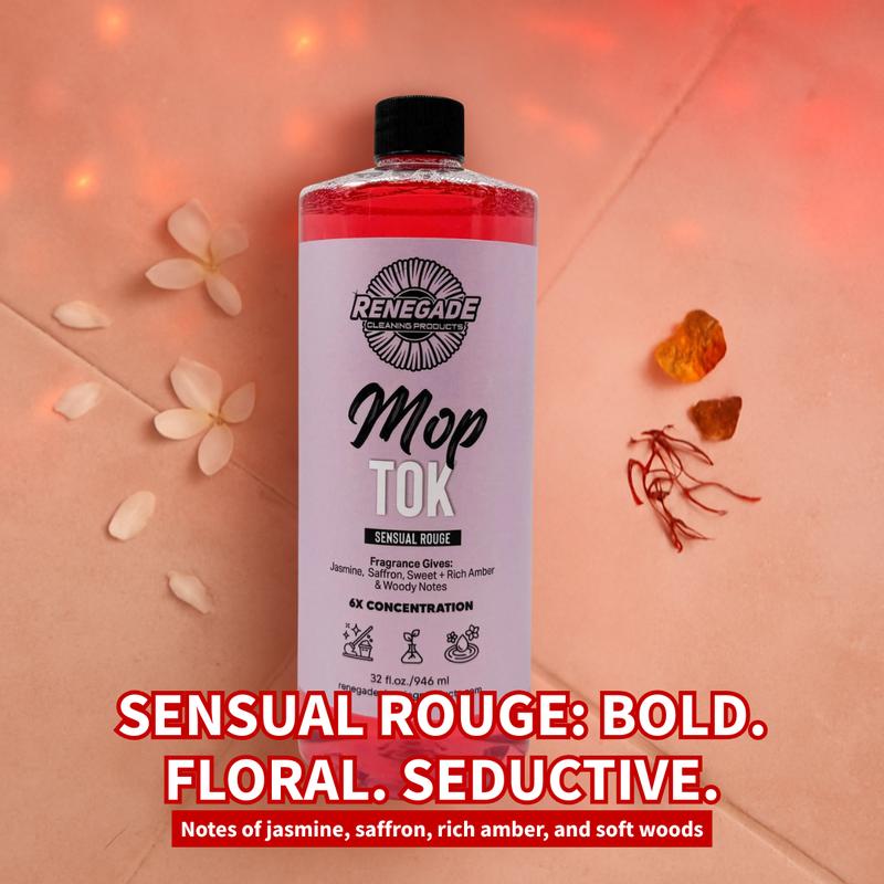 Renegade Cleaning | Mop Tok – 6X Concentrated Luxury Mop Solution, 32 oz | Plant-Derived Formula | Oud Luxe • Vanilla Eclipse • Sensual Rouge