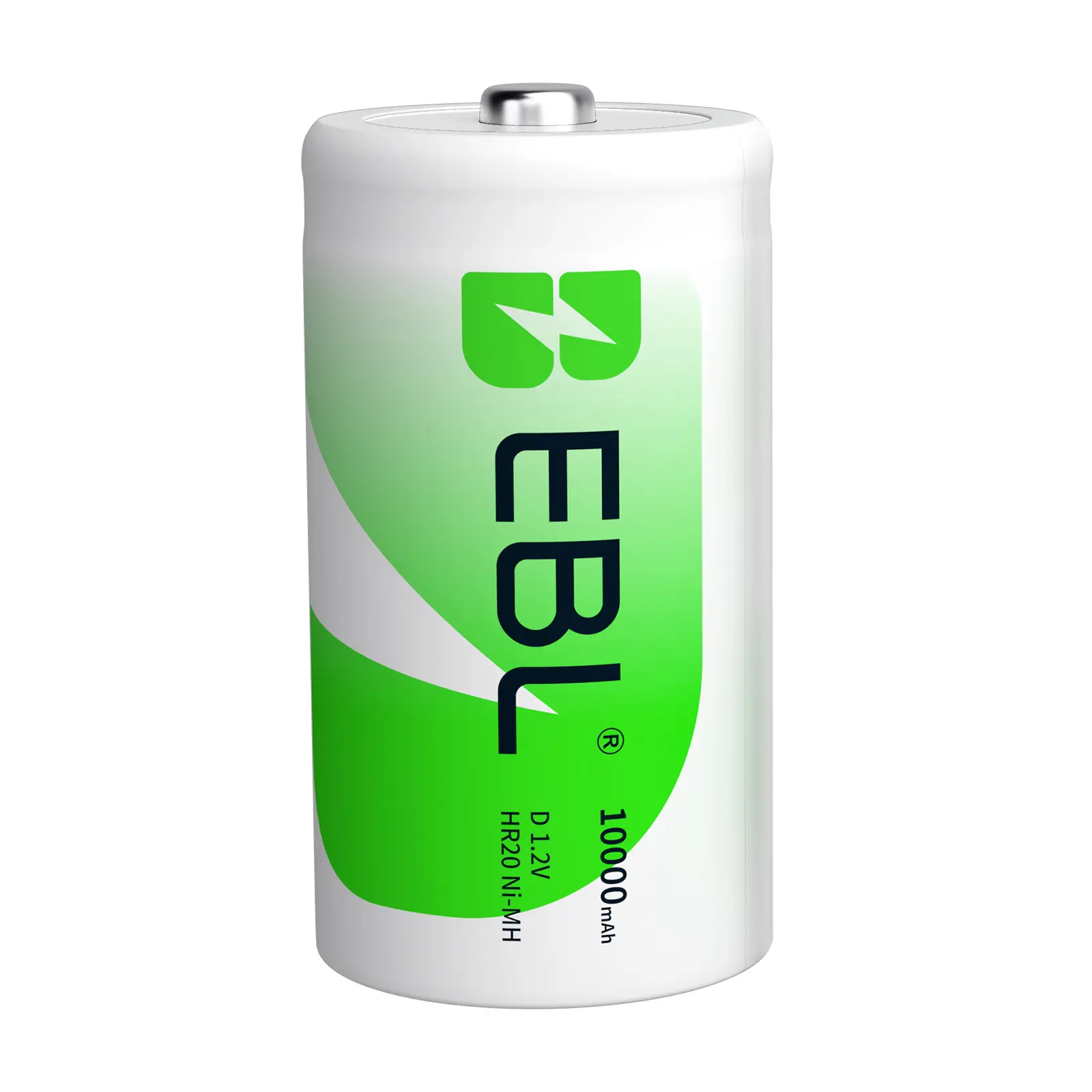 EBL 10000mAh Ni-MH Rechargeable D Batteries, Pre-Charged High Capacity D Cell Batteries, 1200 Cycles Storage Case Included for Flashlights Toys & Household Devices