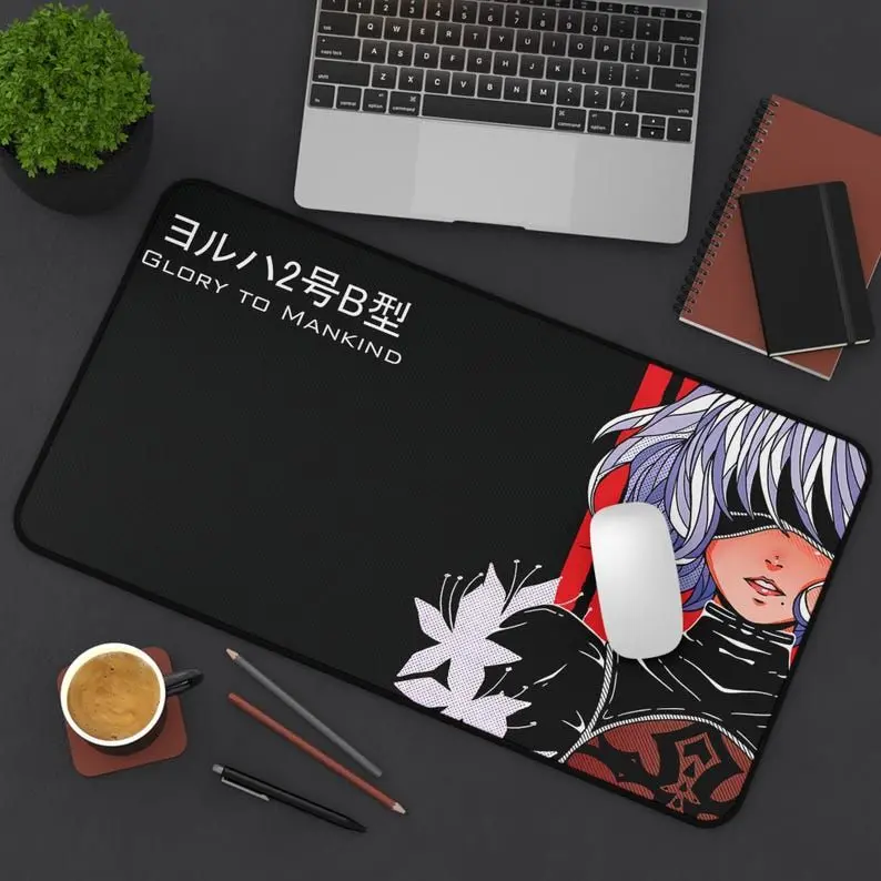 Glory to Mankind Desk Mat Mouse Pad, Nier Game Desk Mat, 2B Playmat, Automata Gaming Mouse Pad, Android Mouse Pad
