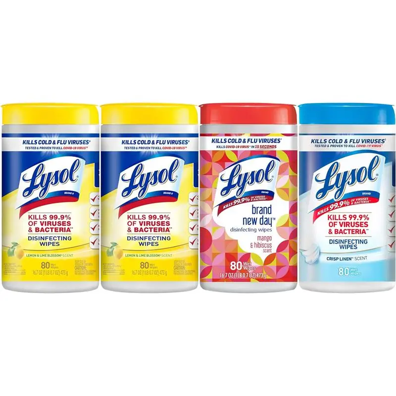 4 Pack (80X4) Wipes Bundle For Multi Surface Cleaning Wipes Home Office Kitchen