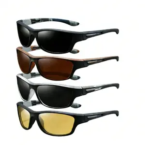 Men's Polarized Fashion Sunglasses 4-Pack, Cycling Windproof Trendy Sunglasses, UV Protection Fishing and Driving Glasses, Men's Night Vision Polarized Glasses, Night Driving Windproof Fashion Glasses, Cycling Protective Trendy Sunglasses Wholesale