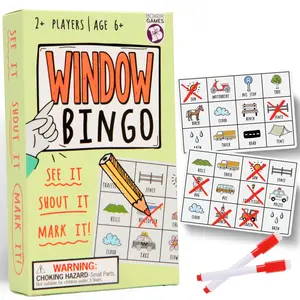 Boxer Gifts Window Bingo Road Trip Game for Kids – Fun Car Bingo Activity, Travel Essential for Long Trips, Ages 6+