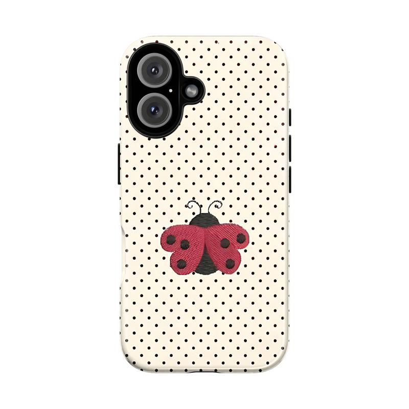 Cute Ladybug Phone Case – Polka Dot & Gingham Aesthetic Bug Art Cover for iPhone 15 14 13 12 11 Pro Max XS XR & Samsung Galaxy S21–S25 Ultra| Kawaii Red Ladybird Pattern Case, Soft Girly Cottagecore Gift for Her
