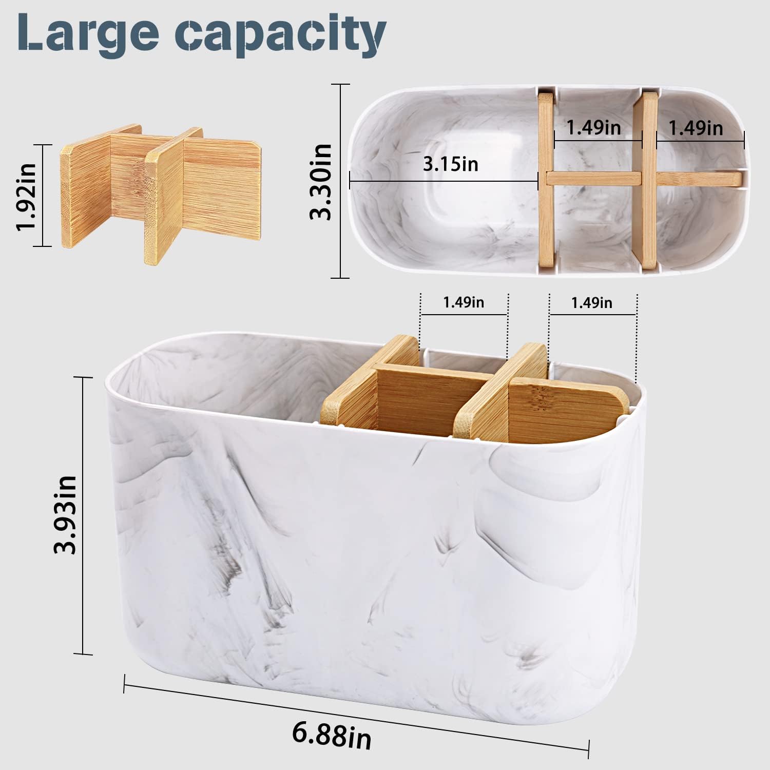 Bamboo Toothbrush Holders for Bathrooms - 5 Slots, Kids' Electric Toothbrush Holder & Toothpaste Holder for Bathroom Countertop Accessories Storage