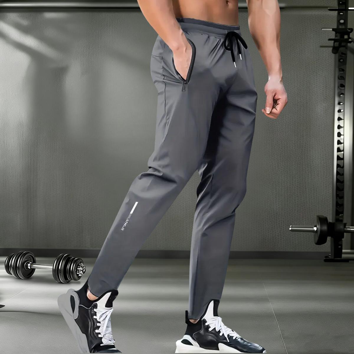 Men's Ice Silk Fiber Jogger Pants - Breathable, Stretchy with Zippered Pockets, Suitable for Running, Workouts & Outdoor Activities, Running Gear | Casual Athletic Wear, Pack of 4