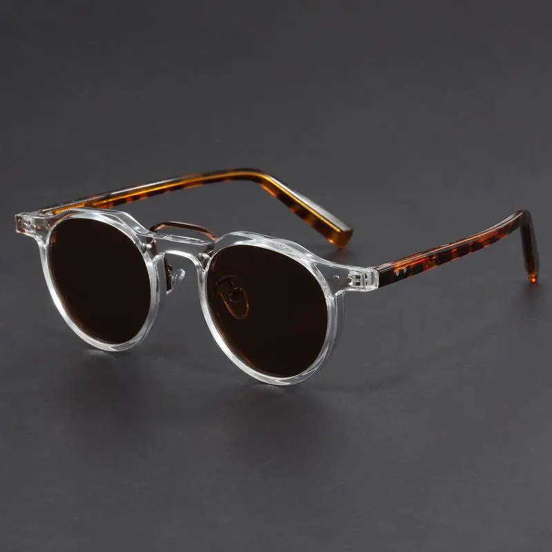 Retro Round Polarized Sunglasses for Men, Funky Eyewear with Tortoiseshell Temples and UV400 Lens Protection, Polarized Eyewear, Polarizing Sunglasses, Trendy Frames Sunglasses, Men's Sunglasses