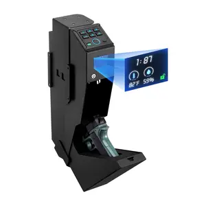 VEVOR Gun Safe, Slider Handgun Gun Safe with Screen, Fingerprint/Password/Key, 3-Way Quick Access Firearm Case Box with LED for 1 Pistol & Magazine, Mounted Gun Box for Nightstand Bedside Desk Car