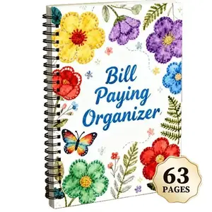 Bill Paying Organizer, 63-Page Floral Bill Tracker Notebook, Essential Financial Management Tool, Perfect for Budgeting and Tracking Expenses