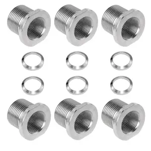Stainless Steel 1/2x28 to 5/8x24 Thread Adapter with Crush Washer, 6-Piece Set