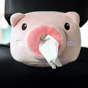 Car Pig Tissue Box, Tissue Storage Box, Cartoon Decorative Aesthetic Whimsical Car Seat Back Hanging Armrest Paper Holder, Creative Cute Car Interior Accessory