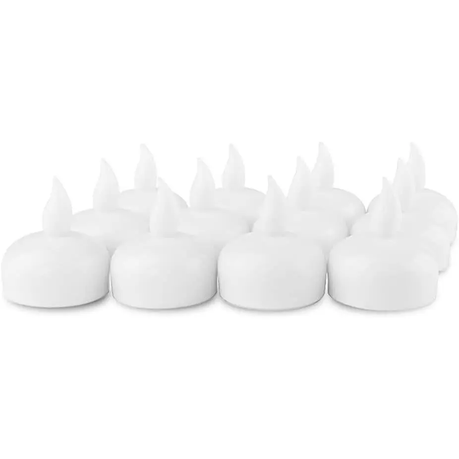 12 count  Flameless Floating Tealights, LED Floating Candles Cool White Flickering  Lights -  Operated Candles Decoration for Wedding, Christmas, Party, Pool, Pond