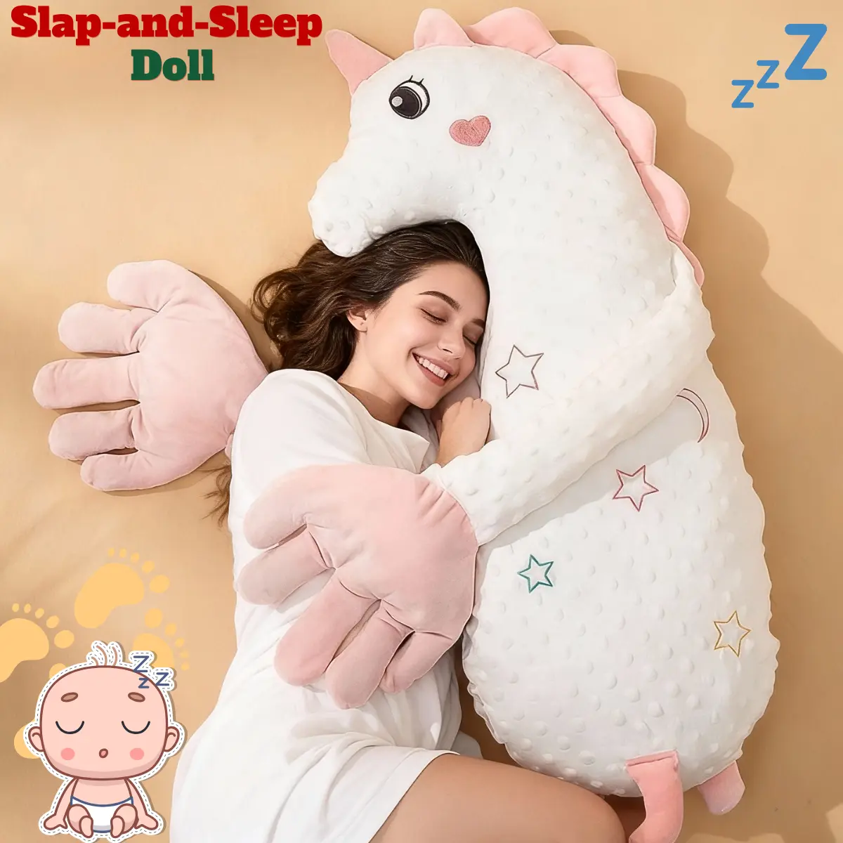 Ergonomic Soothing Patting Pillow - PP Cotton Bedding Pillow, Adult Sleep Support, Calming Touch Stress Reliever