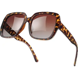 Oversized Square Sunglasses for Women Polarized Sunglasses 100% UV400 Protection for Wide Face for Outdoor Activities