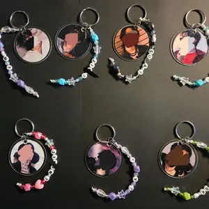 kpop double sided face keychain
