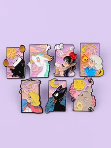 7pcs/set Anime Enamel Pins, Cute Cartoon Brooches, Fashion Hat Accessories, Unique Gift for Friends, All Seasons Wear, Drop Set Pins