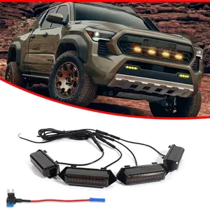 4PCS Brand new and quality Smoked Amber Full LED Front Grille lamps Lighting Kit For 24-up Toyota Tacoma TRD
