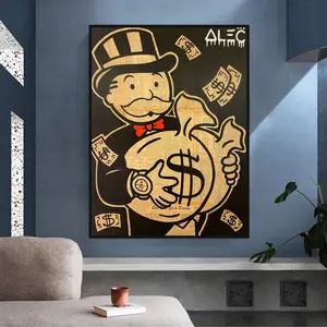 Black and White Money Bags - Alec Monopoly Wall Art, Extra Large Wall Art ,Wall Art Canvas Poster Wall Decorative