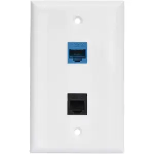BUPLDET RJ11 RJ45 Wall Plate - Phone CAT6 Ethernet Wall Plate Female to Female - 1 6P4C CAT3 RJ11/RJ12 Jack + 1 Cat6 Ethernet Port - White