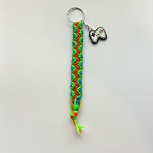 Level Up Rexlace Keychain with Colorful Braided Design and Controller Charm