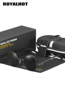 1 Pair Royalhot Unisex Round Full Frame Sunglasses, Lightweight Frames, Urban Style UV400