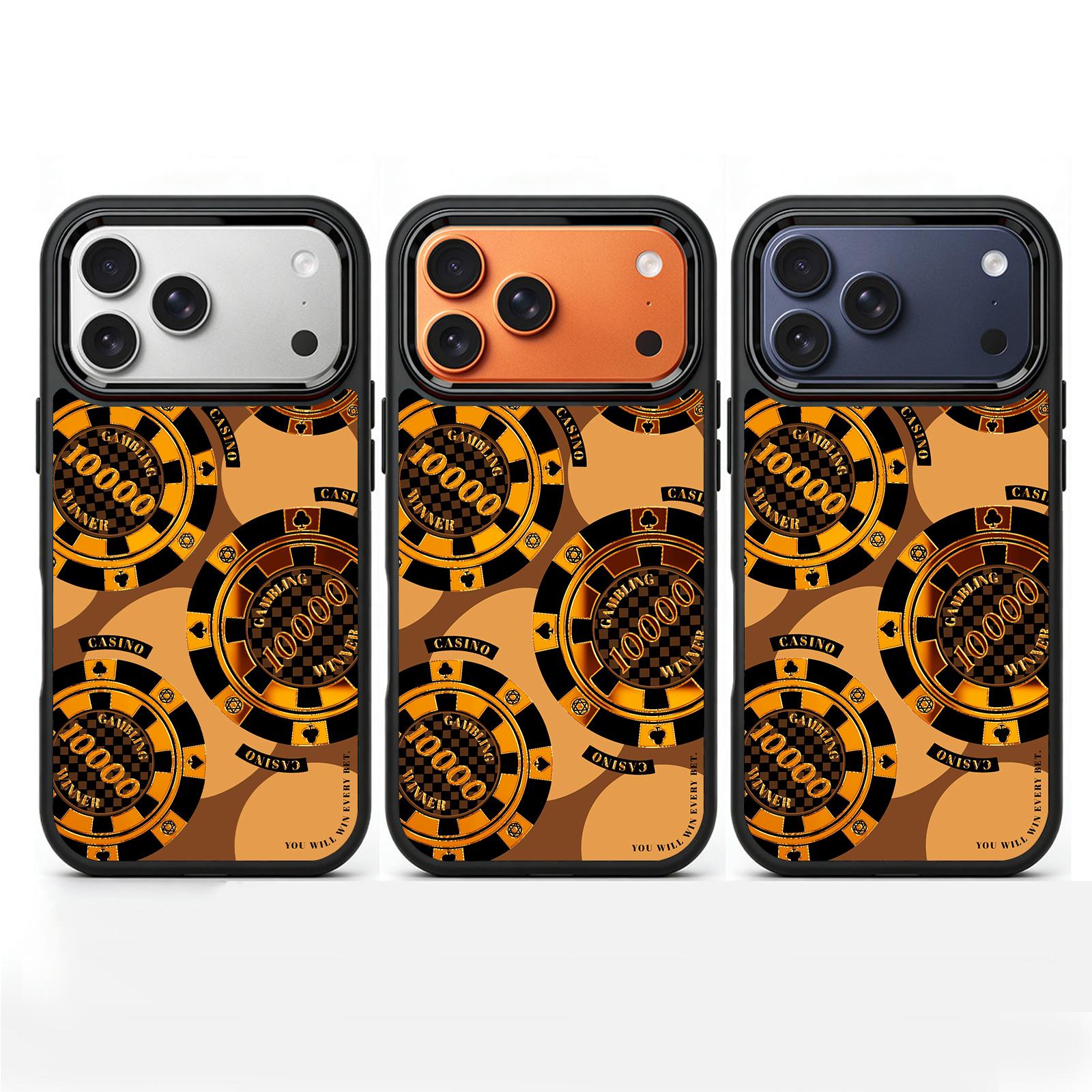 Magnetic Phone Case for Apple 17/16/15/14/13/12 Max/Plus/Pro Series — Featuring a "Lucky Chip" Pattern, Camera Protection, and Shockproof/Scratch-Resistant Design. A Stylish, Unisex Protective Cover with a Unique Gilded Pattern Finish.