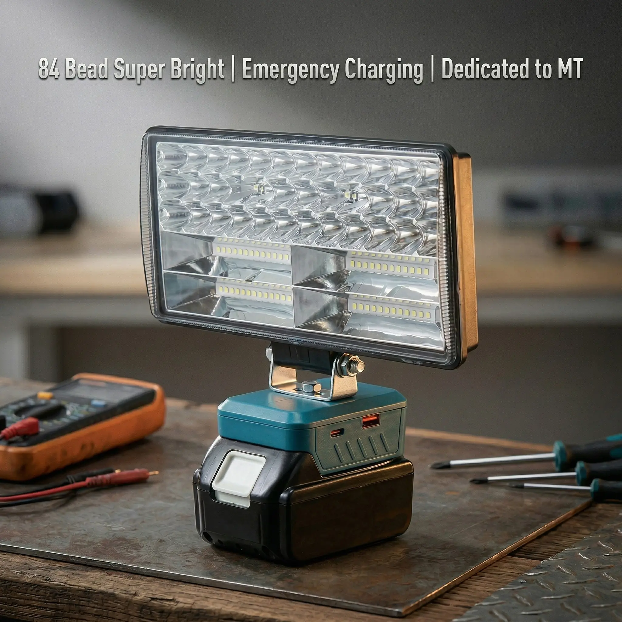 Work Light LED Outdoor 8 Inch Engineering Lighting, Compatible with Makita 1830 Battery, Type-C Fast Charging, Portable Work Lamp