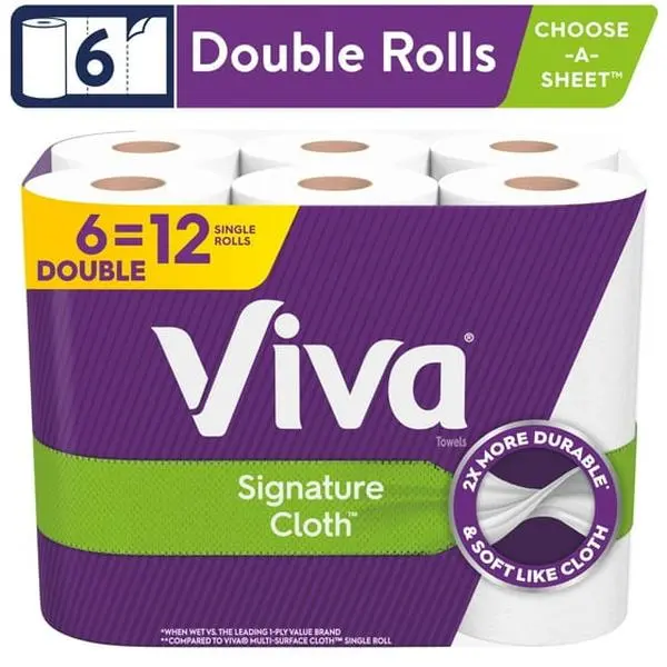 Viva Signature Toallas de Papel de Tela, 6 Rollos Dobles