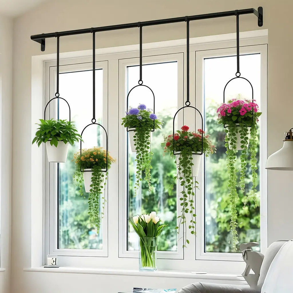 5-Pot Adjustable Expandable Metal Kitchen Storage Rack, Indoor/Outdoor Herb Grower, Ideal for Windowsills, Balconies