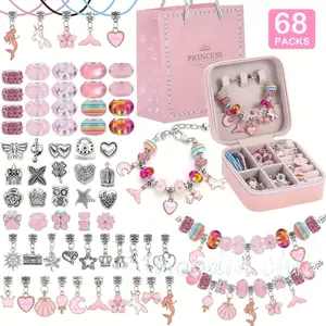 68pcs Pink Series Beaded Bracelet Making Kit • DIY Jewelry Beading Supplies Set with Portable Storage Box • Creative Craft Gift Box for Birthday, Mother’s Day & Graduation Holiday Scenery Ornaments Artificial Christmas Folding Camping Cot Mattress