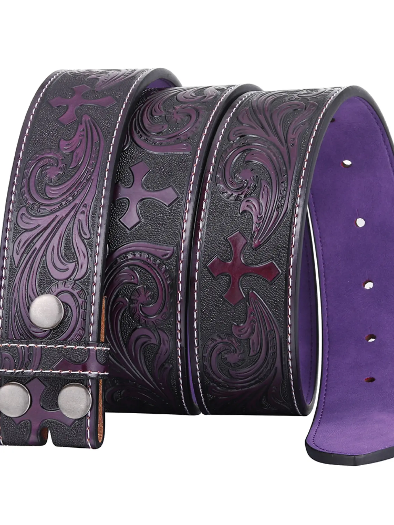 Cross Pendant Fashion Multi-Functional Carved Textured Belt for Men, Alt Belt, Design Belt, Statement Belts, Stylish Belts, Punk Style Animal Pattern, All Seasons Accessory with Knife Attachment