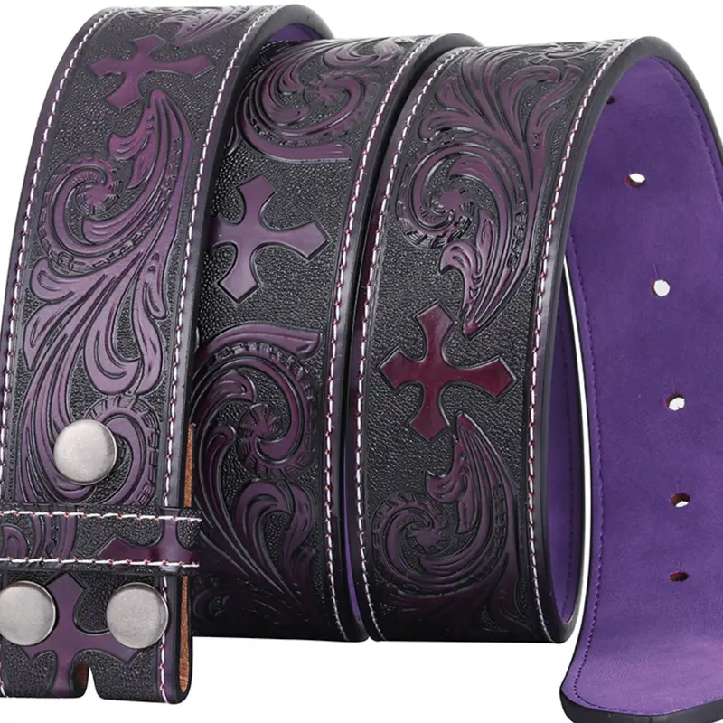Cross Pendant Fashion Multi-Functional Carved Textured Belt for Men, Alt Belt, Design Belt, Statement Belts, Stylish Belts, Cool Belts, Punk Style Animal Pattern, All Seasons Accessory with Knife Attachment