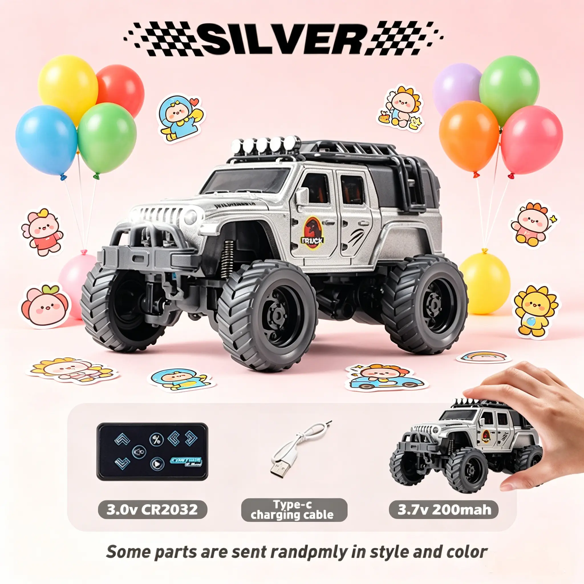 1:64 Mini RC Jeep Truck Toy Gift,  Alloy Body Remote Control Car with LED Lights, 2.4GHz Wireless Control, Adjustable Speed & Steering, Remote Control Trucks, Rc Vehicle