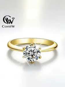 0.5/1/2/3/5 Carat Six-Prong Moissanite Couple Rings, Unisex S925 Silver Simple Elegant Solitaire Engagement Wedding Rings for Proposal & Party