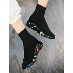 Men’s mid-height sock shoes (one-step), casual fashion sneakers, versatile all-season footwear, comfortable and durable design, trendy walking sneakers
